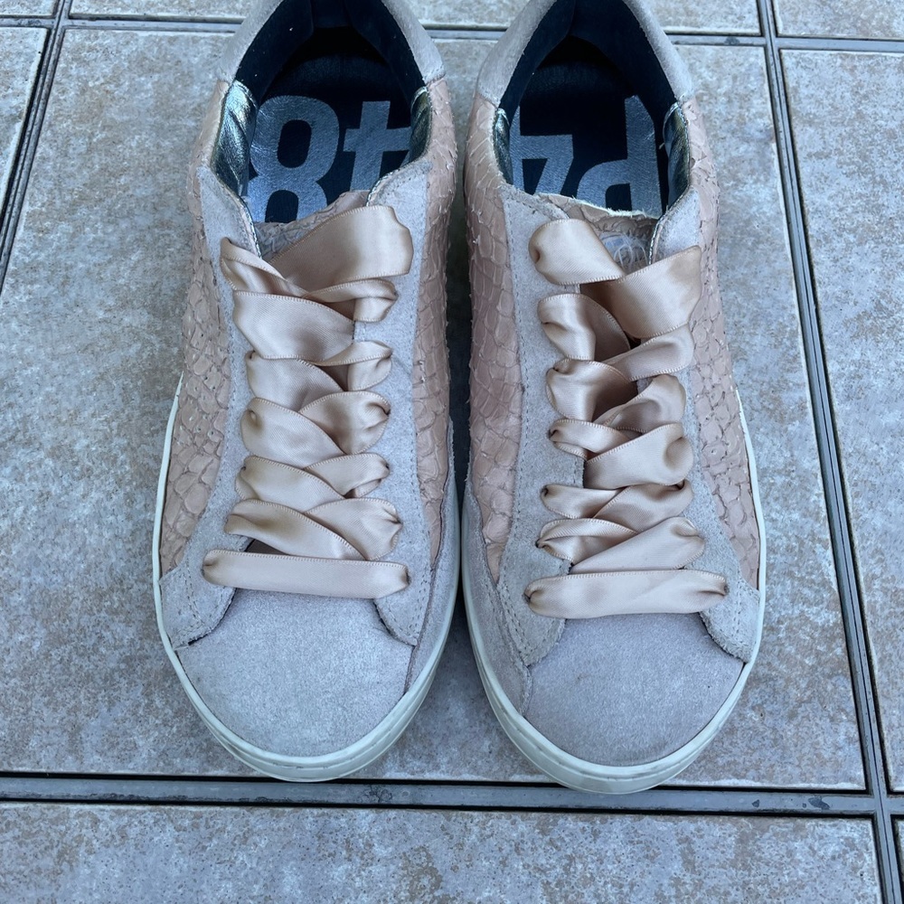 P448 John Pink Python Snakeskin Print Sneakers - image 5